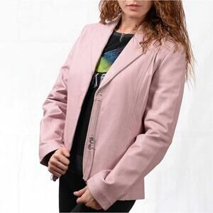 XOXO Genuine Leather Jacket Medium Pink Preppy Career Business Casual Workwear